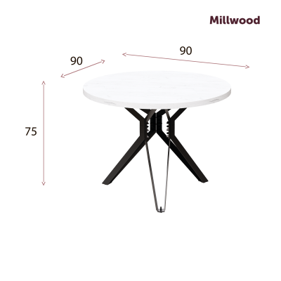 Стол Ванкувер (D900) 18мм, ЛДСП Бетон / Металлокаркас Черный